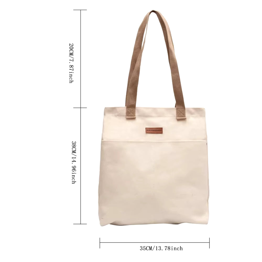 1Pc Women'S Tote Bag Canvas Sewing Thread Large Capacity Advanced Sense Handbag Convenient Practical Female'S Commuter Bag